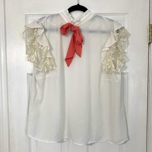 Ruffle Lace Shirt with Bow